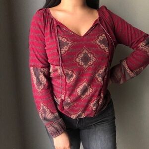 Lucky Brand Printed Long Sleeve Top